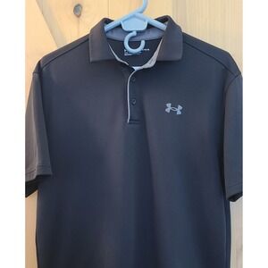 Under Armour Polo Shirt‎ Mens L Gray Loose Fit HeatGear Golf Athletic Casual